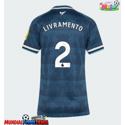 Camiseta Newcastle United Tino Livramento #2 Segunda Equipación Replica 2026-27 para mujer mangas cortas